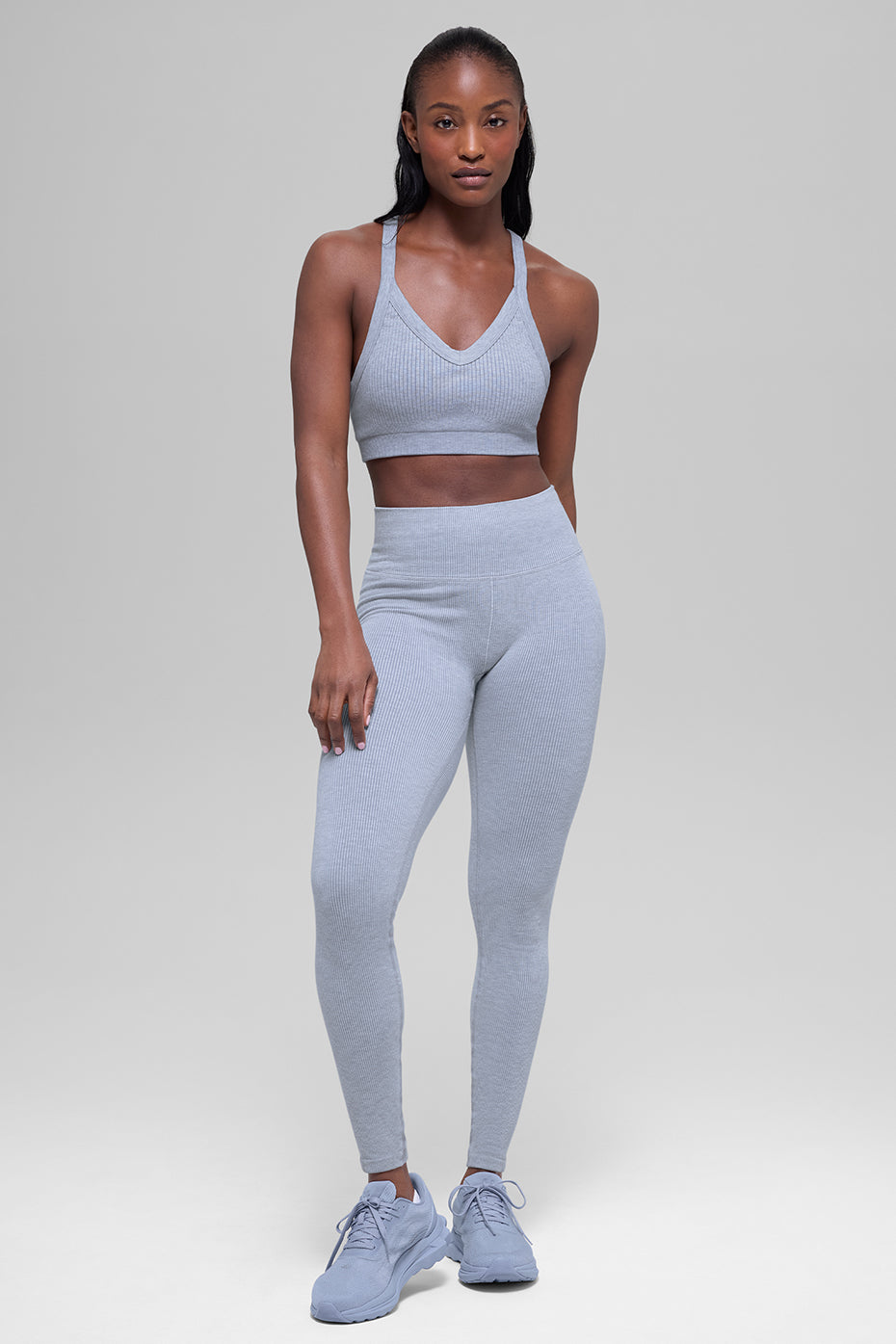 Seamless Two Tone Rib Bra - Winter Frost Heather image 5
