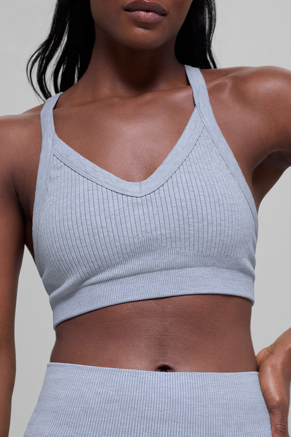 Seamless Two Tone Rib Bra - Winter Frost Heather image 2
