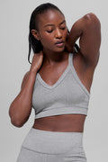 Seamless Two Tone Rib Bra - Light Misty Grey Heather image 1