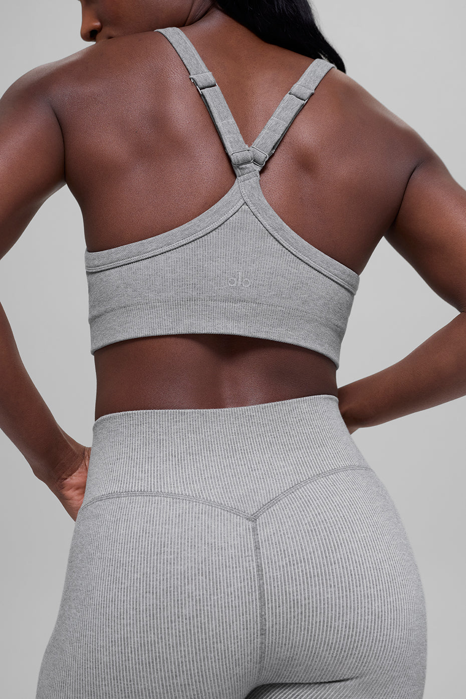 Seamless Two Tone Rib Bra - Light Misty Grey Heather image 2