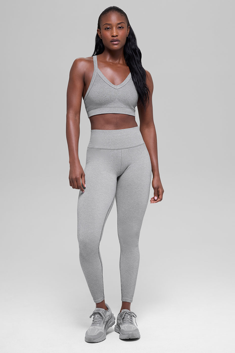 Seamless Two Tone Rib Bra - Light Misty Grey Heather image 4
