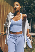 Airbrush Refined Bra Tank - Light Provence Blue/White image 1