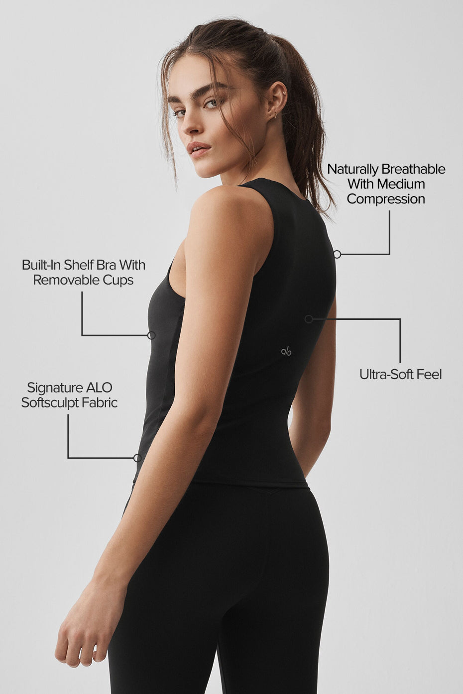 ALO Softsculpt No Nonsense Bra Tank - Black image 2