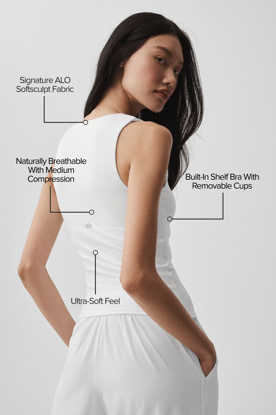 ALO Softsculpt No Nonsense Bra Tank - White image 2