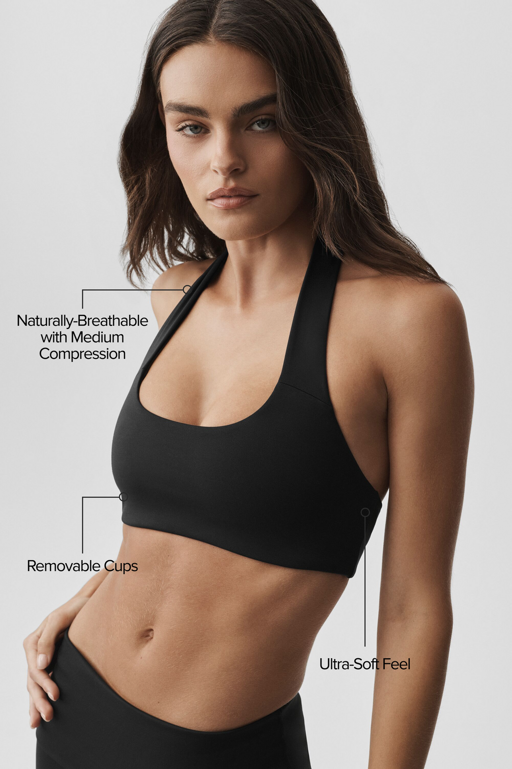 ALO Softsculpt Feel The Heat Halter Bra - Black image 2
