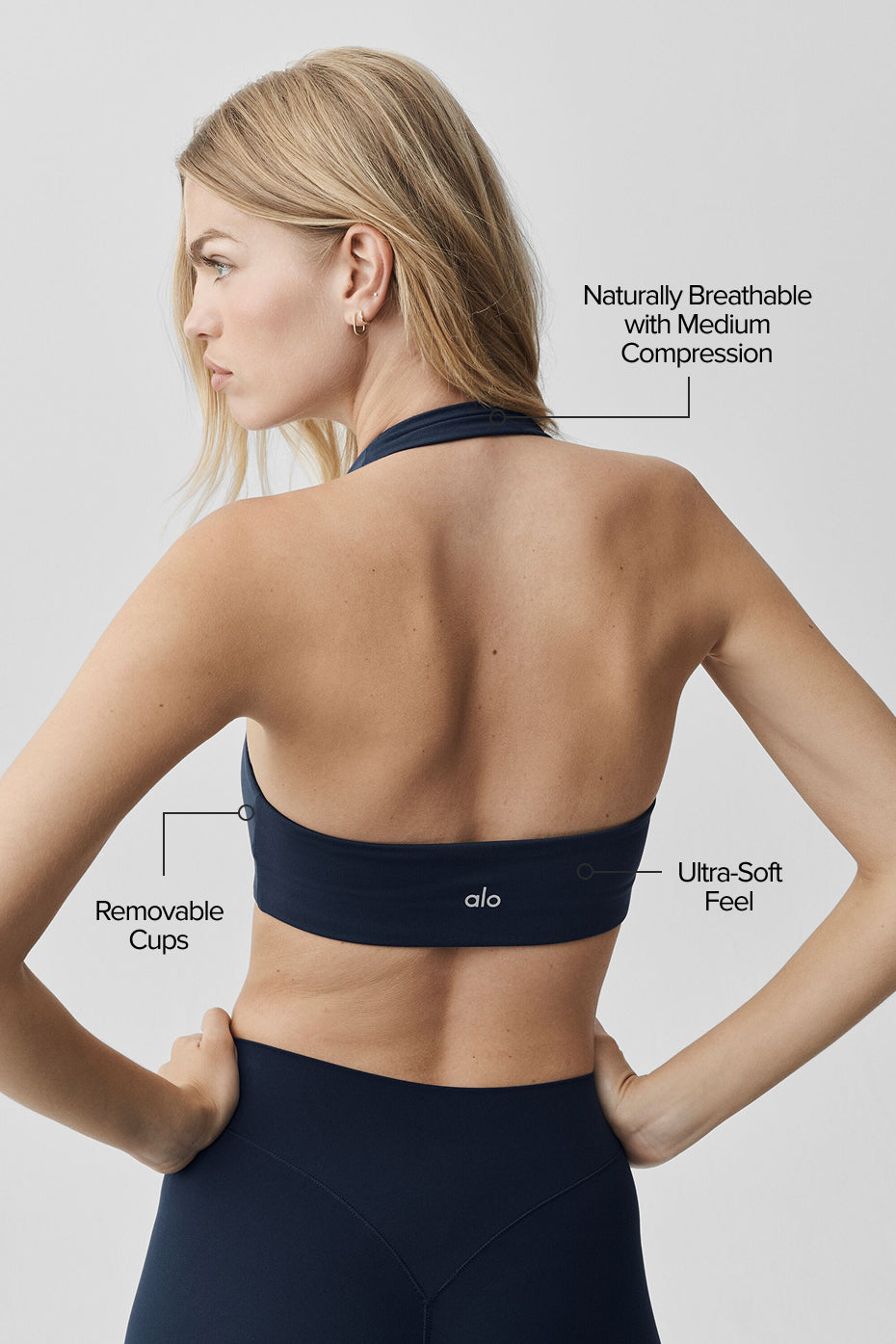ALO Softsculpt Feel The Heat Halter Bra - Navy image 2