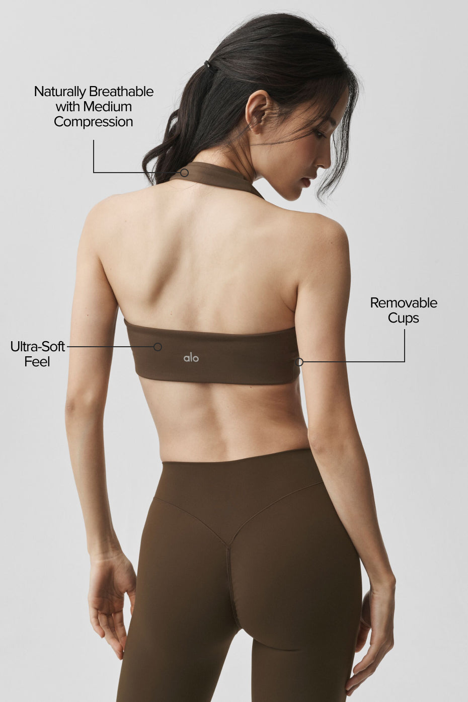 ALO Softsculpt Feel The Heat Halter Bra - Espresso image 2