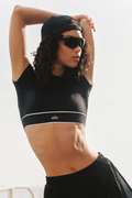 ALO Softsculpt Amp It Up Short Sleeve Bra - Black image 1