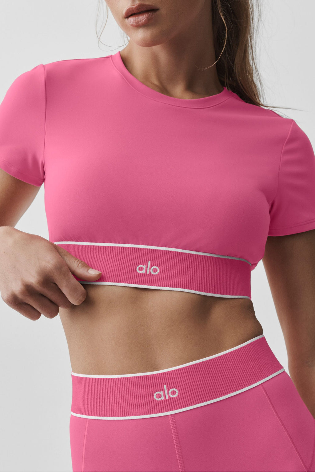 ALO Softsculpt Amp It Up Short Sleeve Bra - Paradise Pink image 2
