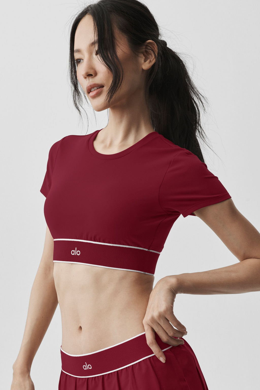 ALO Softsculpt Amp It Up Short Sleeve Bra - Summer Romance Red image 3