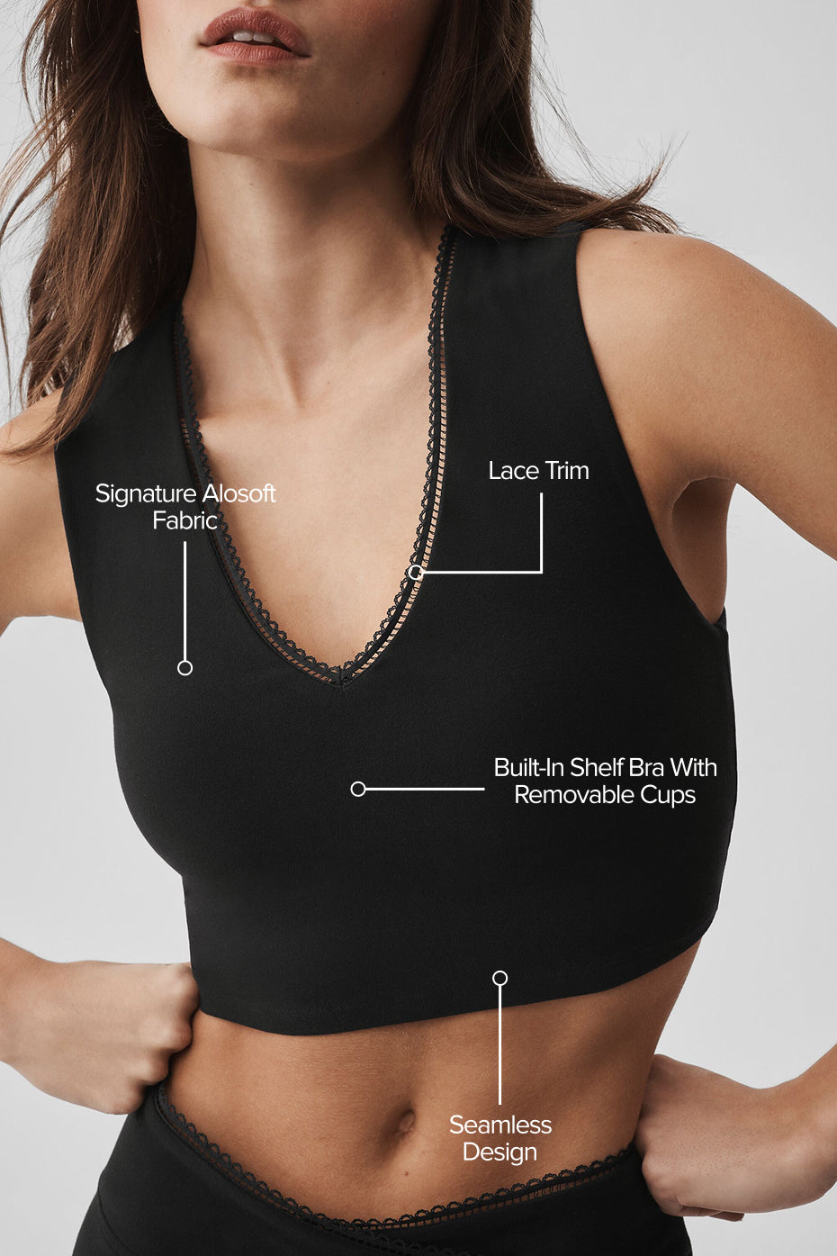 Alosoft Affection V-Neck Bra Tank - Black image 2