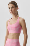 Airlift Gingham Sleek Bra Tank - Paradise Pink Gingham image 1