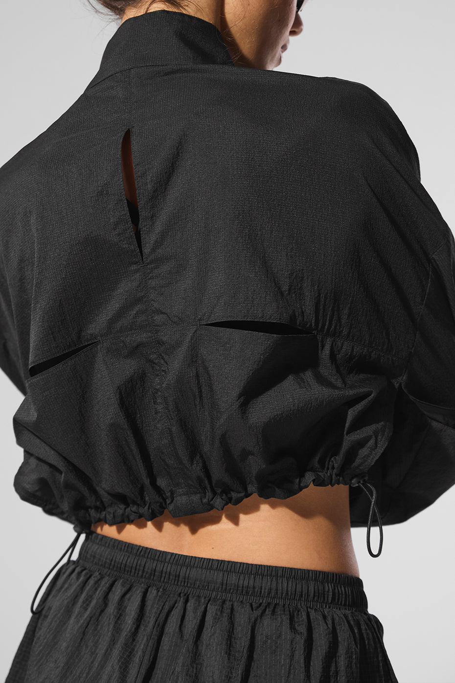 Cropped 1/4 Zip Aerial Pullover - Black image 3
