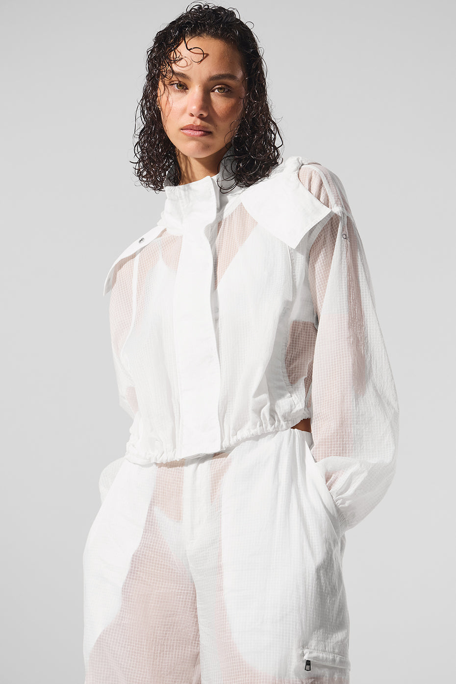 Cropped Game Time Full Zip Jacket - White image 5