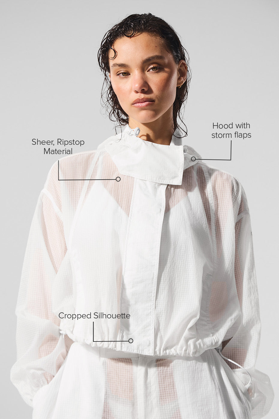 Cropped Game Time Full Zip Jacket - White image 2