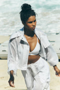 Cropped Game Time Full Zip Jacket - White image 1