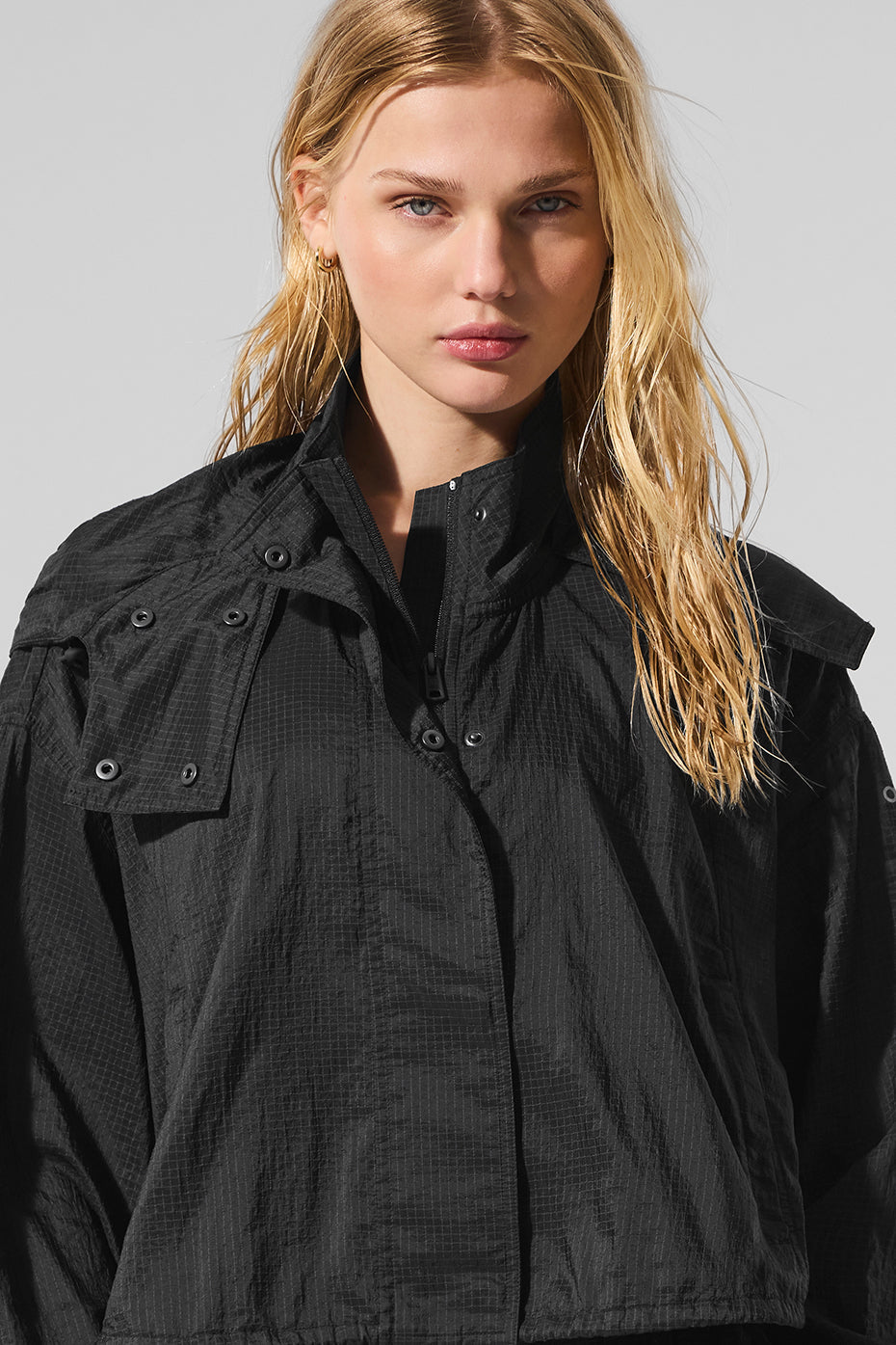 Cropped Game Time Full Zip Jacket - Black image 4