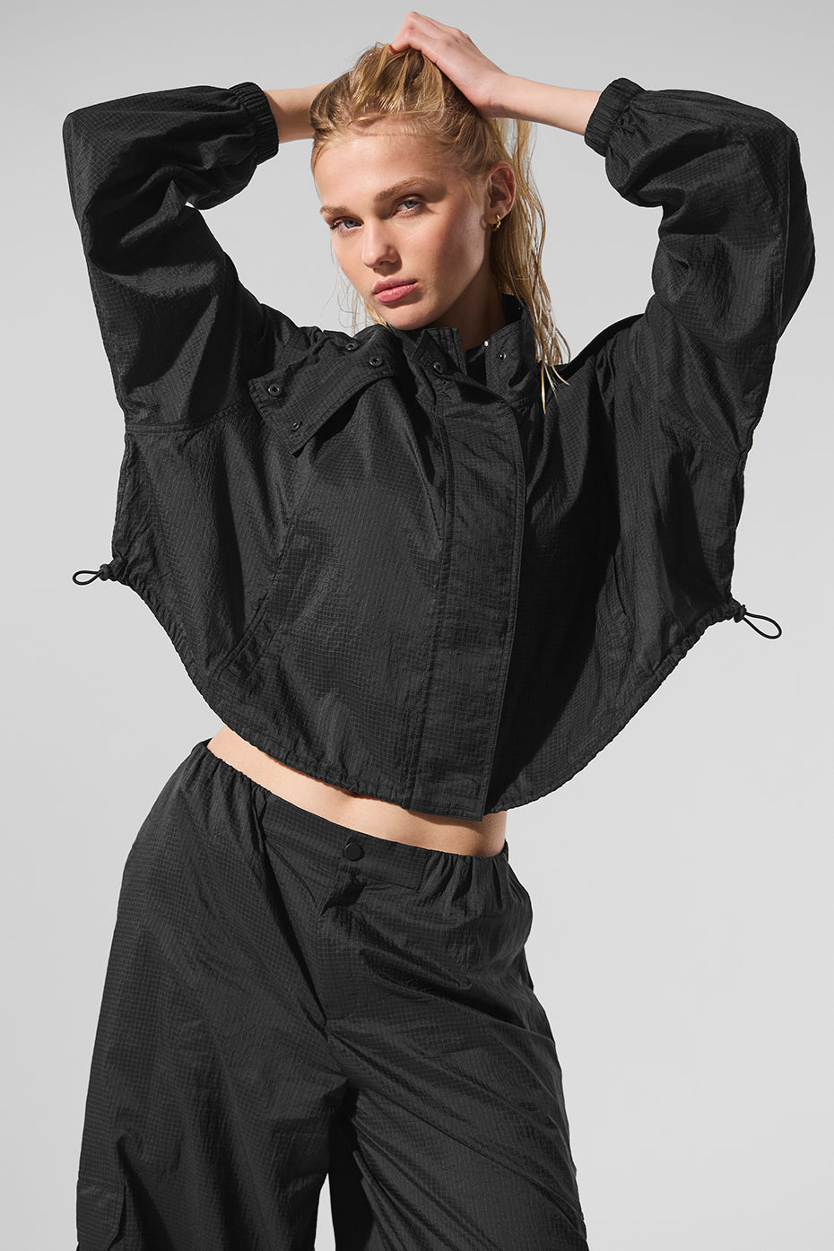 Cropped Game Time Full Zip Jacket - Black image 1