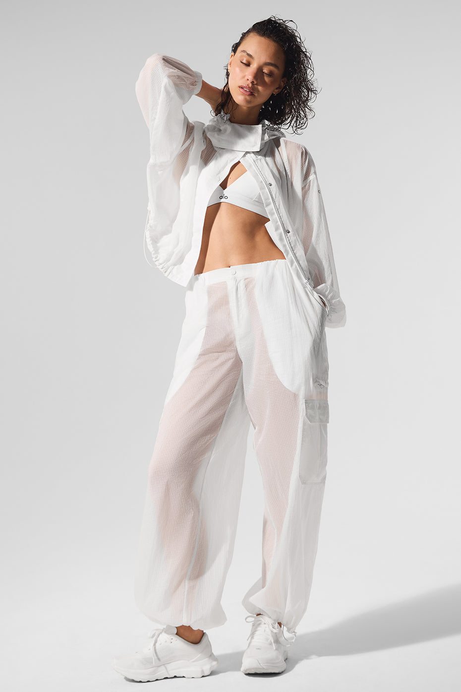 Sheer Game Time Wide Leg Jogger - White image 1