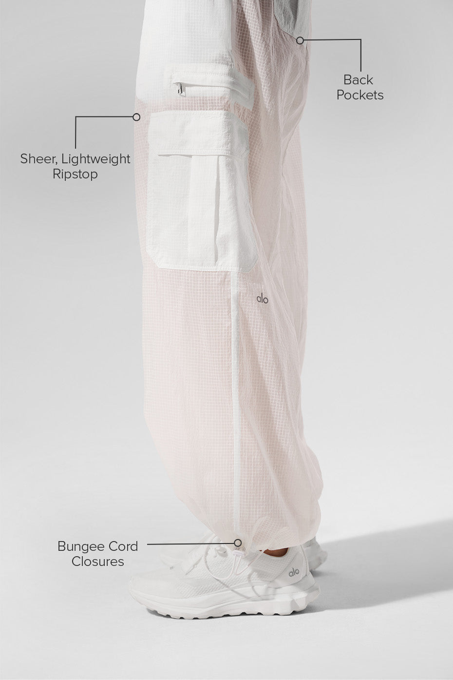 Sheer Game Time Wide Leg Jogger - White image 2