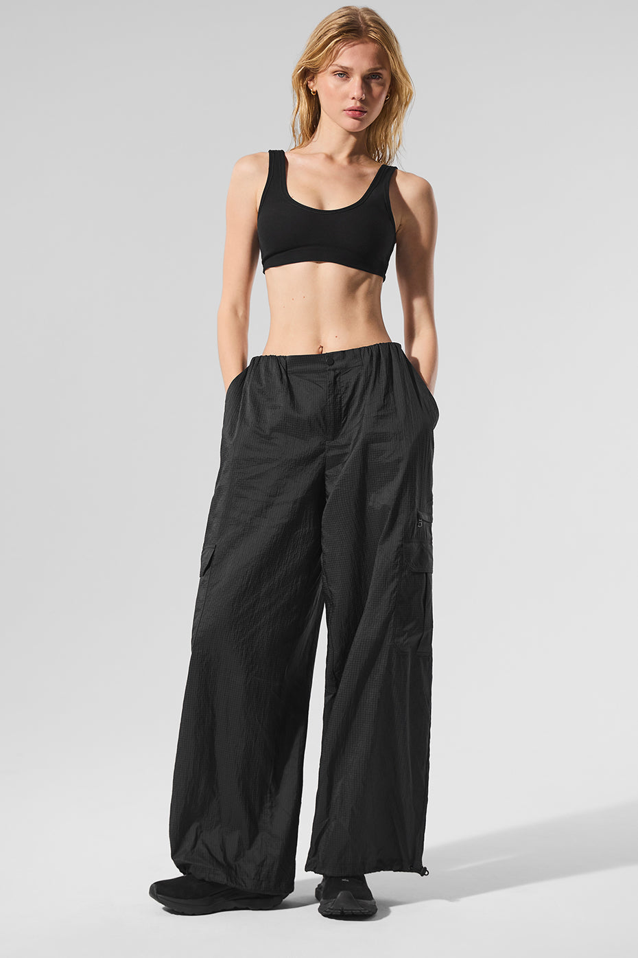 Sheer Game Time Wide Leg Jogger - Black image 4
